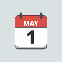 May 1 Calendar Icon Labour Day Illustration