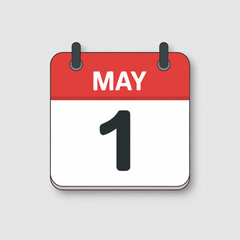 May 1 Calendar Icon Labour Day Illustration