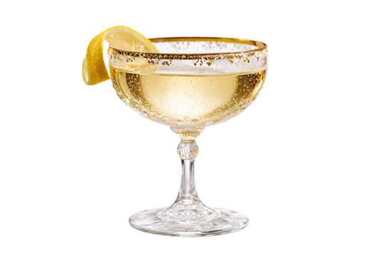 Gold-rimmed champagne cocktail glass