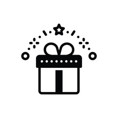 Black solid icon for gift