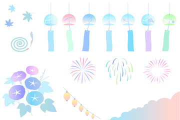 夏をイメージしたアイコンセット　夏休み　夏祭り