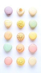 Obraz premium Collection of French Macarons with Swirls and Flowers