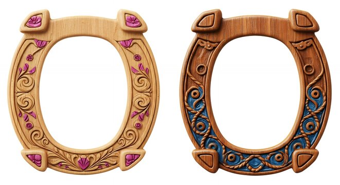 Two ornate oval picture frames against white background