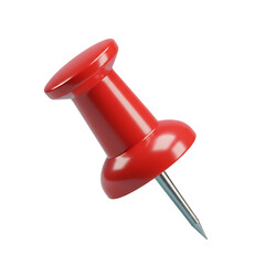 Red Push Pin Thumbtack on Isolated Transparent Background

