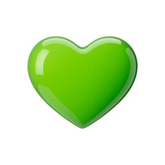 Glossy green heart shape isolated on transparent background
