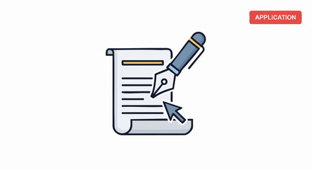 Document creation with pen and cursor illustration