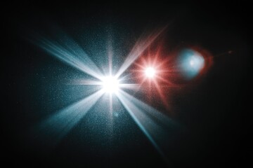 Dual lens flare, vibrant colors, dark backdrop