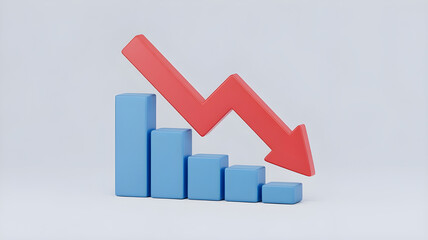 Declining Trend Graph with Red Arrow