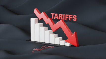 Declining Tariffs Shown in a 3D Bar Graph