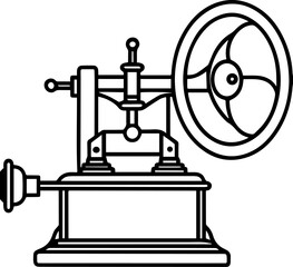 Vintage telegraph black outline vector and illustration, coloring book page