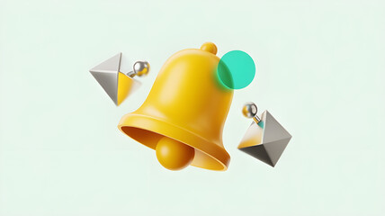 Modern Notification Bell Icon in 3D Style