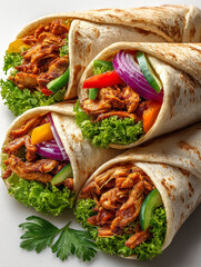 Gourmet Shawarma Rolls with Red Onion – Food Stock Photo

