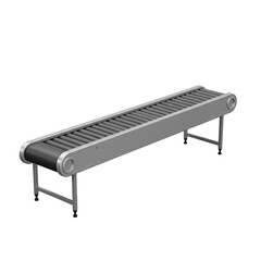Isolated Conveyor Belt System 3D Illustration on Transparent Background