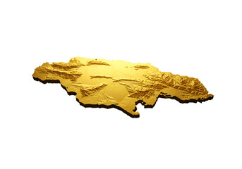 Gold Jamaica Map Illustration Isolated On A Black Transparent Background