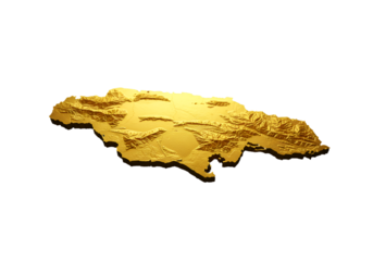 Gold Jamaica Map Illustration Isolated On A Black Transparent Background