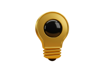 Gold Light Bulb Isolated On Transparent Background 3D Illustration