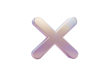 Obraz premium Glossy Holographic X Mark Isolated on Transparent Background Illustration