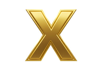 Golden 3D Letter X Isolated On A Transparent Background