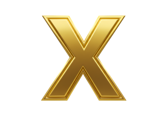 Golden 3D Letter X Isolated On A Transparent Background