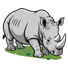 Fototapeta premium A funny cartoon rhinoceros vector illustration