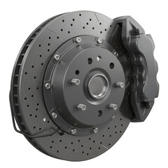 Isolated Car Brake Disc Assembly Against Transparent Background