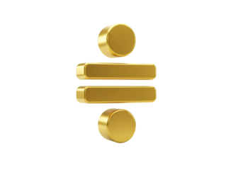 Gold Metallic Division Symbol Isolated On Transparent Background Illustration