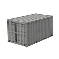 Isolated Gray Shipping Container Illustration On Transparent Background
