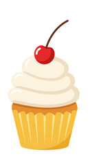 Isolated Cupcake Illustration With Pixel Art Style and Transparent Background