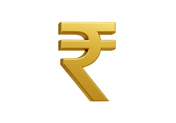Golden 3D Rupee Symbol on Transparent Isolated Background Illustration