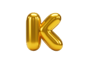 Golden Balloon Letter K Isolated on Transparent Background Illustration