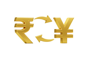 Golden Currency Exchange Symbol With Arrows Isolated On Black Background