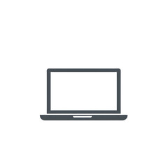 Isolated Illustration of a Laptop with Blank White Screen on Black Background