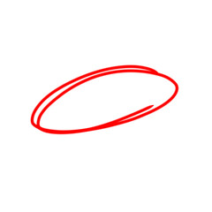 Red round frame. Hand drawn doodle style circle. Bright red scribble ovals and bubbles to circle and highlight text. Isolated on transparent png