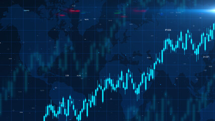 Bullish Stock Market Chart Business financial  technology digital stock exchange graph candlestick trend currency background