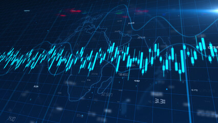 Global Stock Market Analysis Business financial  technology digital stock exchange graph candlestick trend currency background