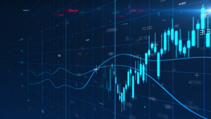 Stock Market Chart Business financial  technology digital stock exchange graph candlestick trend currency background