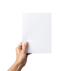 Obraz premium Person Holding Blank White Book Against Transparent background