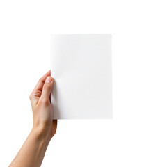Obraz premium Hand Holding Blank Book Against Transparent background for Creative Use