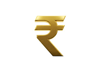 Golden Rupee Symbol Isolated On Transparent Background A 3D Illustration