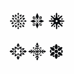 Assorted snowflakes in silhouette showcase winter's unique ice crystals embodying holiday spirit and frosty beauty in a minimalist design