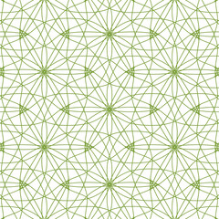 seamless geometry background with green flowers pattern