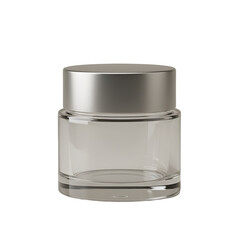 Isolated Realistic Transparent Glass Jar With Silver Lid On Black Background