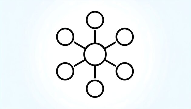 Central node with six connected circles; simple line art