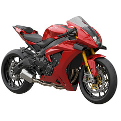 Isolated Red Motorcycle Illustration With Detailed Front View And Transparent Background
