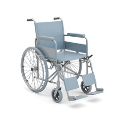 Fototapeta premium Isolated Light Blue Wheelchair Against White Background 3D Illustration