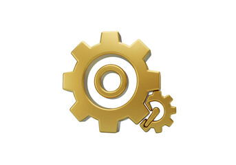 Obraz premium Golden Gear Icon Illustration On Transparent Background for Technology