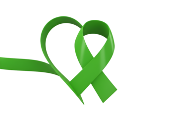 Green Ribbon Heart Symbol On Black Background Illustration