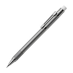 Isolated Mechanical Pencil Illustration on Transparent Background in Silver