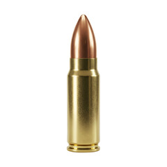 Isolated Photo of a Single Bullet with Metallic Gold Brass And Brown Tip on a Transparent Background