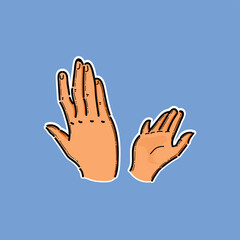 Illustration of Two Hands High five on a Calming Blue Background